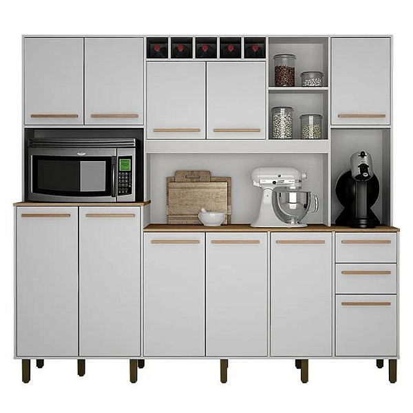 Armário de Cozinha Petra 11 portas 02 gavetas Larg. 2,18m Branco