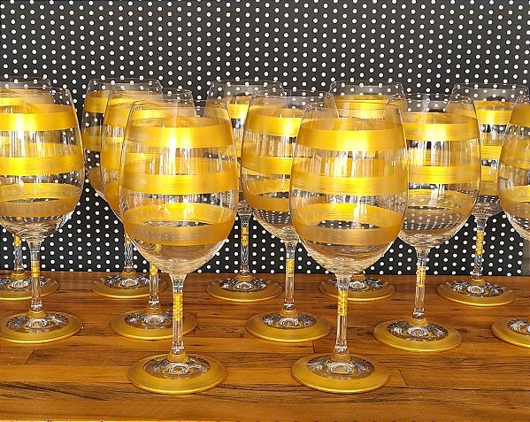 Coleção Taça Cristal Golden listras