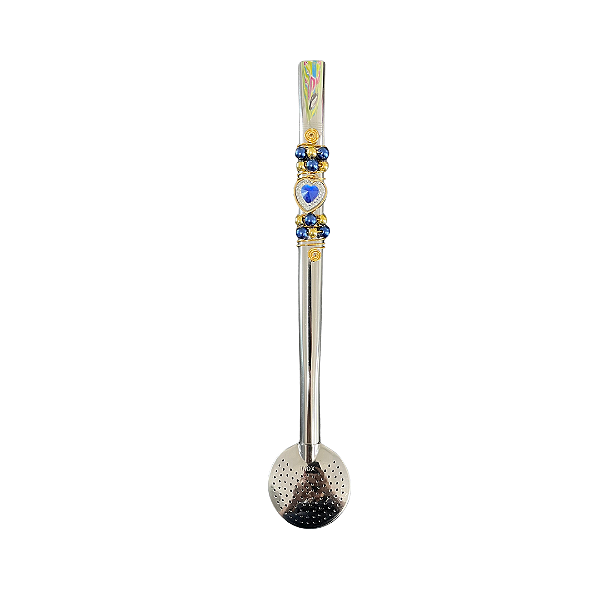Bomba em Inox Personalizada: Modelo Pedra Azul Coração/Flor