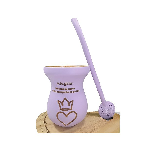 Kit Cuia Personalizada Lilás + Bomba Lisa Lilás: Modelo 02 Alegria