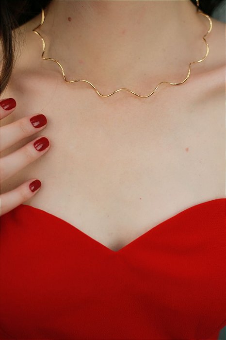 Choker Aro Orgânica Banhada a ouro 18k