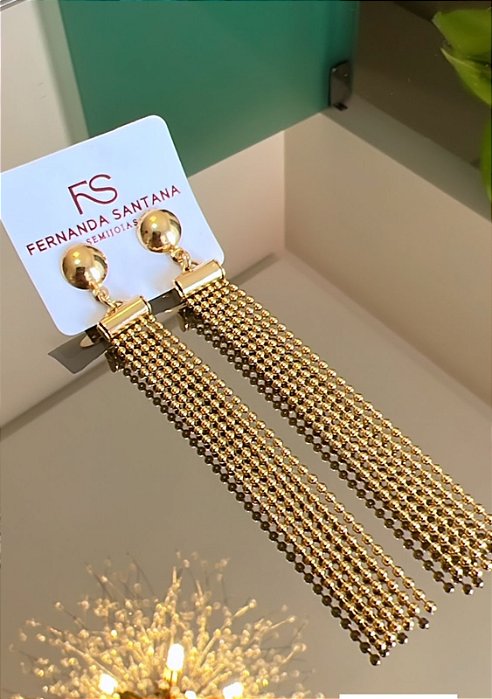 Brinco Franja Lux Banhado a Ouro 18k