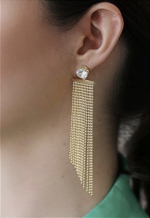 Brinco Franja Stil Bnhado a Ouro 18k