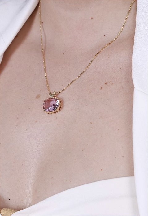 Colar Pedraria Vívian Banhada a Ouro 18k