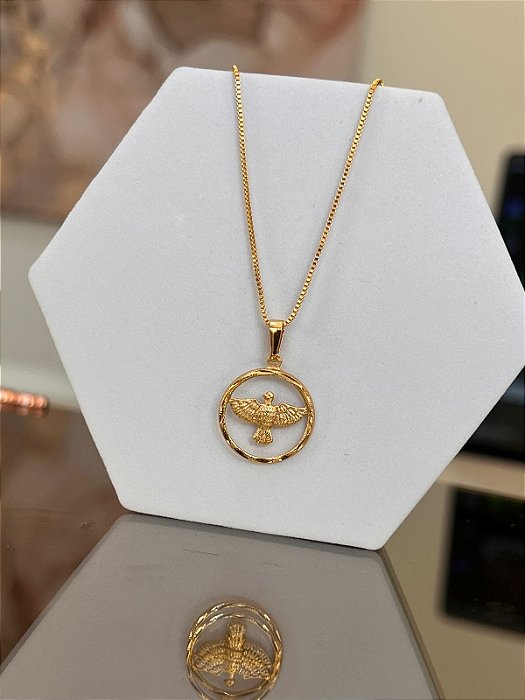 Colar Divino Espírito Santo Banhado a Ouro 18k
