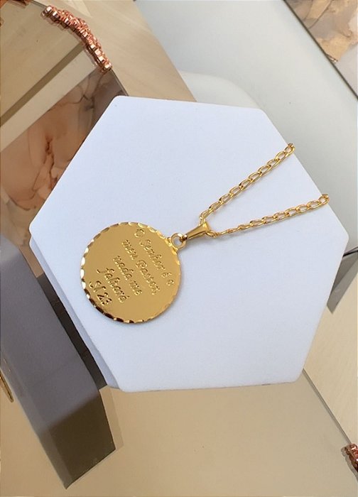 Colar Elos com Salmo 23 Banhado a Ouro 18k