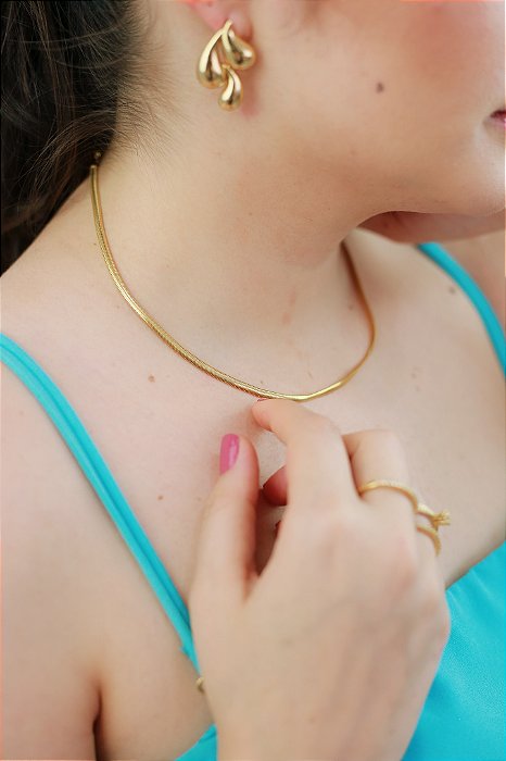 Choker Fita Fina Banhada a Ouro 18k