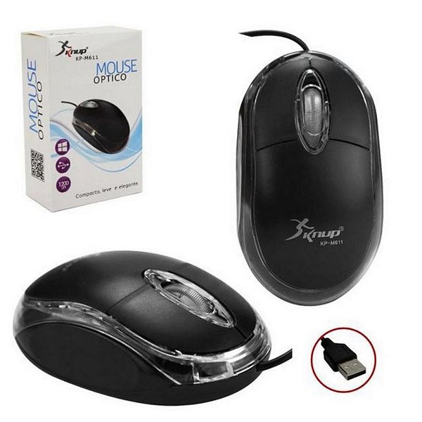 MOUSE USB OPTICO PRETO+NETSCROLL - KNUP