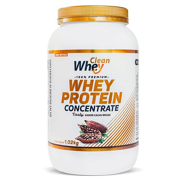 WHEY PROTEIN CONCENTRADO 1.02 KG ( CACAU BELGA)- CLEAN WHEY