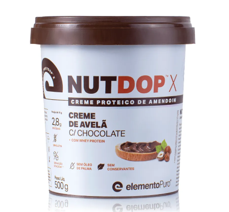 NUTDOP CREME DE AMENDOIM CREME DE AVELA 500G - ELEMENTO PURO
