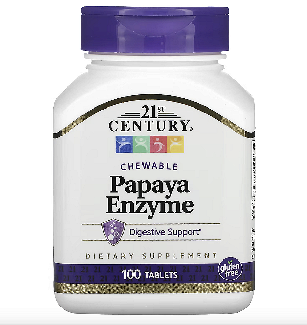 ENZIMA DE MAMAO MASTIGAVEL 100 COMP - 21ST CENTURY