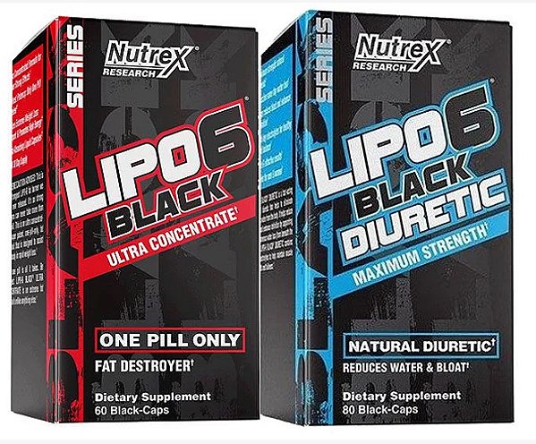 NUTREX LIPO-6-PRETO-UC-(60 CAPSULAS)+ DIURETICO 60 CÁPSULAS - NUTREX