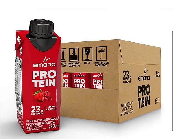 EMANA PROTEIN 250 ML (MORANGO) CX 12 UNIDADES = EMANA (VENC 29/10/2024)