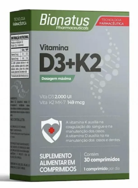 VITAMINA D3+K2 30 COMP CARTUCHO - BIONATUS