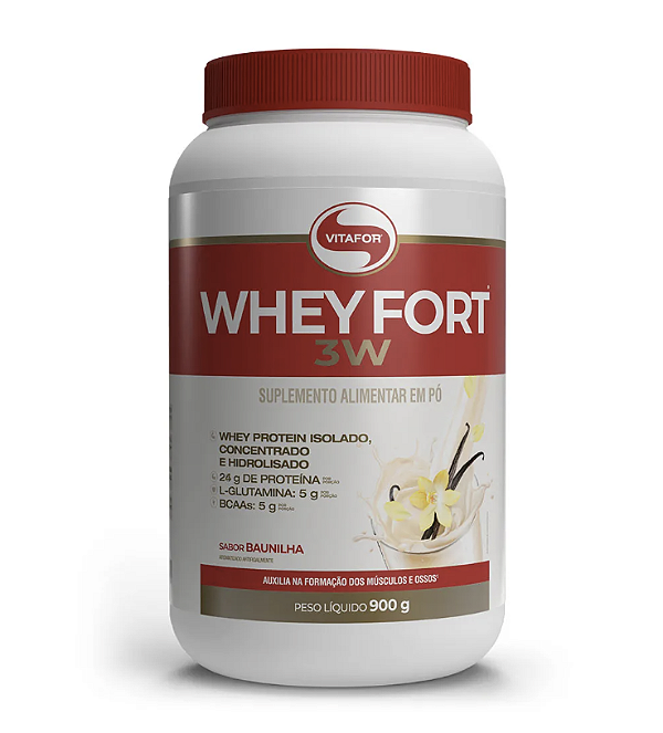 WHEY FORT 3W 900 GR (BAUNILHA) - VITAFOR
