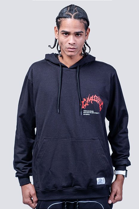 Blusa Moletom Chronic Cachorro Bordado Bolso Frontal Preto