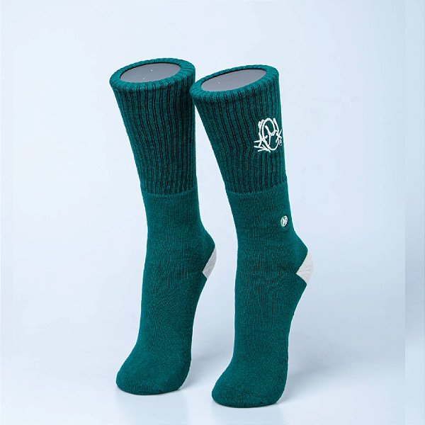 Meia Cano Alto Chronic Verde Tag Bordado Algodão Original