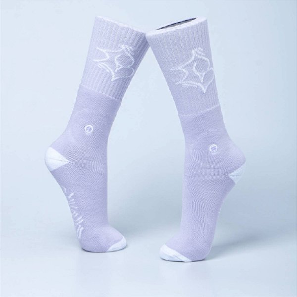 Meia Cano Alto Chronic Lilas Logo Wave Underground Algodão Original