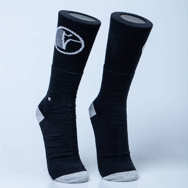 Meia Cano Alto Chronic Preta Logo Street Badge Algodão Original