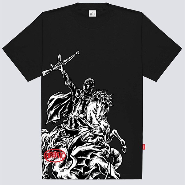 Camiseta Chronic São Jorge Saint Marginal Plus Size Preto