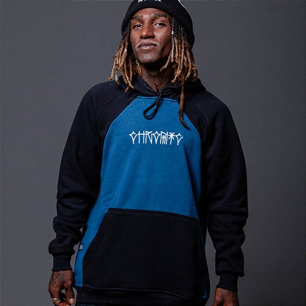 Blusa Moletom Canguru Chronic Tag 011 Recorte Marinho