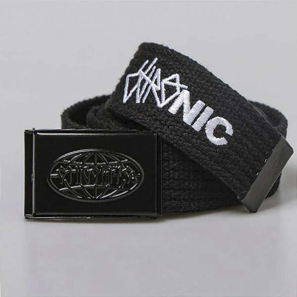 Cinto Chronic Preto Fivela de Metal Tag World Borracha