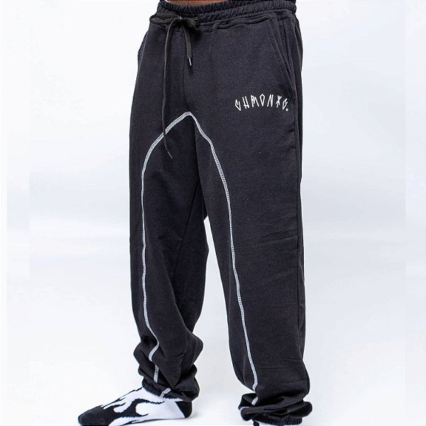 Calça Moletom Chronic Com Linhas Preta Original