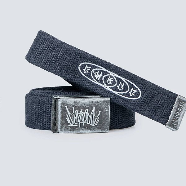 Cinto Chronic Fivela de Metal Logo Oval Bordado Preto