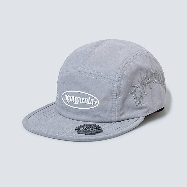 Boné Five Panel Dark Script Cinza Streetwear Aba Flexivel