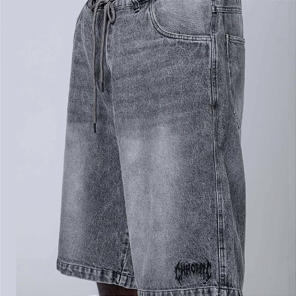 Bermuda Jeans Jorts Cinza Chronic Logo Bordado Original