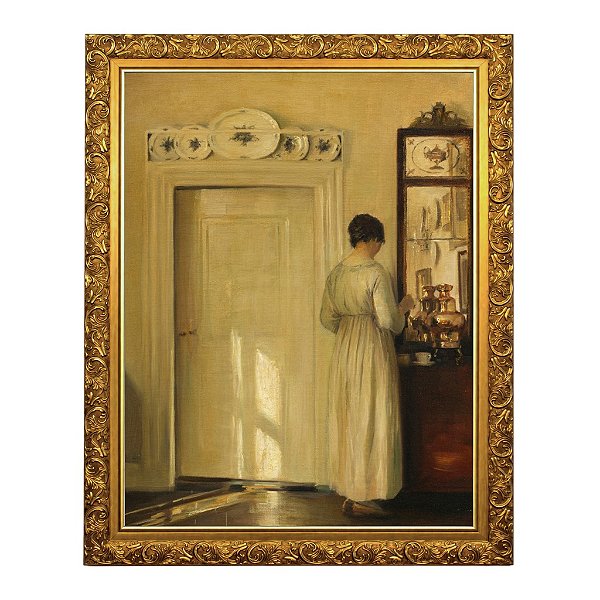 Interieur mit Frau beim Teekochen (1900-1910)