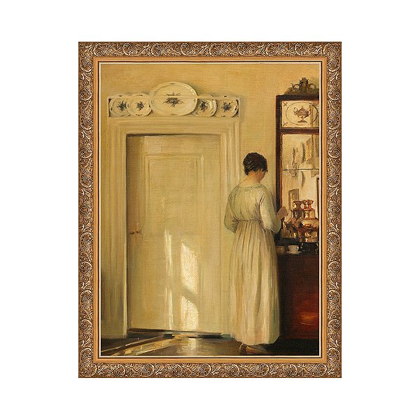 Interieur mit Frau beim Teekochen (1900-1910)