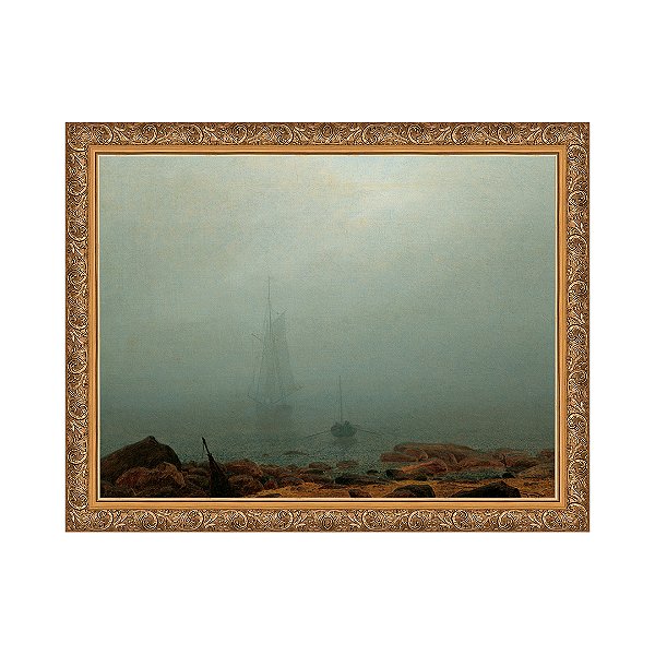 Meeresstrand im Nebel