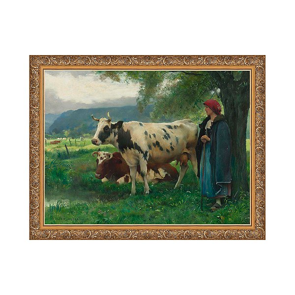Mulher camponesa com vacas