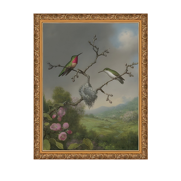 Beija-flor e flores de macieira