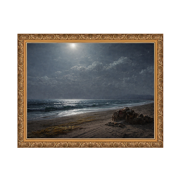 Repouso à beira-mar em uma noite de luar