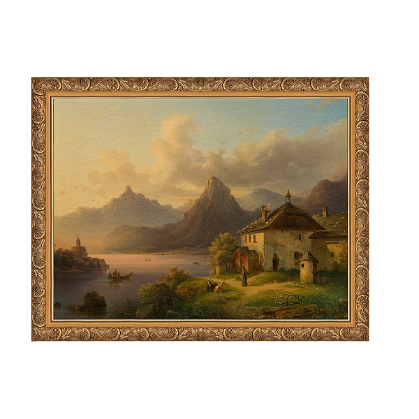 Paisagem com lago de montanha