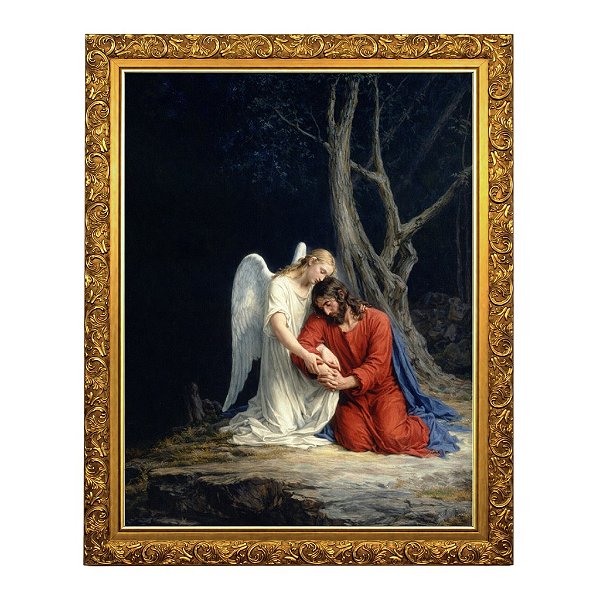 Um anjo consolando Jesus antes de sua prisão no Jardim do Getsêmani