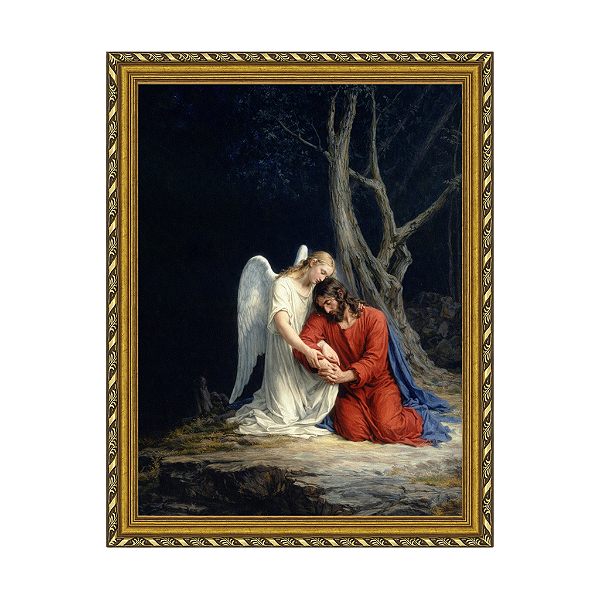 Um anjo consolando Jesus antes de sua prisão no Jardim do Getsêmani