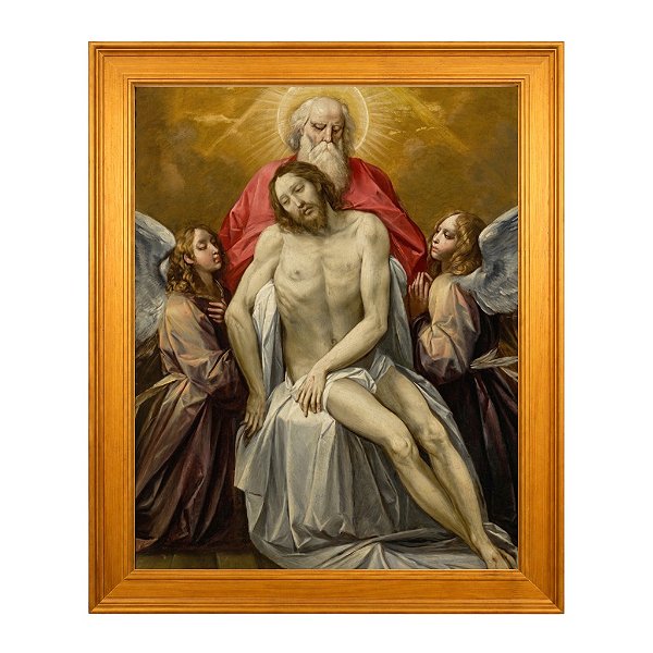 Cristo morto, amparado por Deus Pai e dois anjos