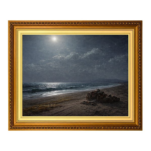 Repouso à beira-mar em uma noite de luar