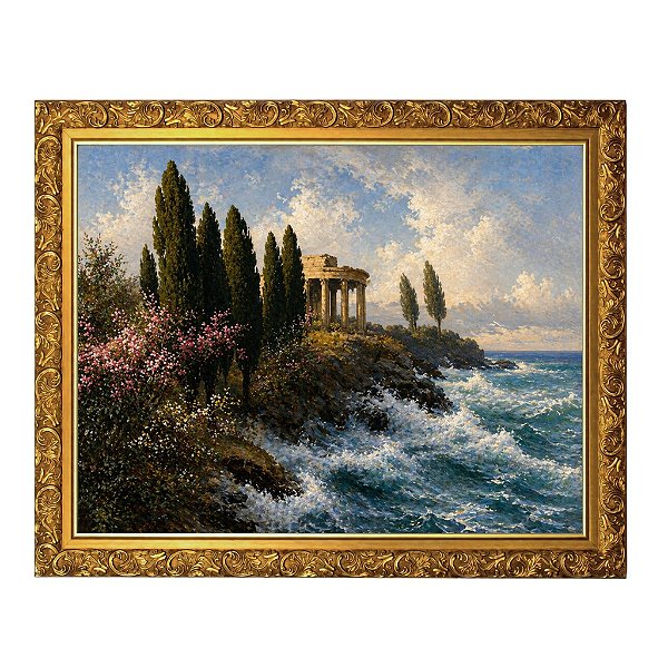 Mediterrane Landschaft com antigo templo