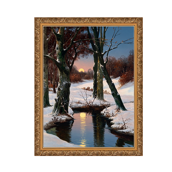 Paisagem de inverno com lua crescente
