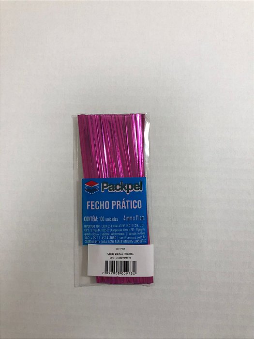 Fecho Prático Packpel 4mmX11cm Com 100 Unidades - PINK