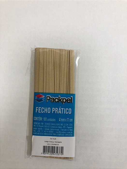 Fecho Prático Packpel 4mmX11cm Com 100 Unidades - KRAFT
