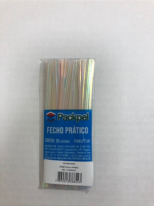 Fecho Prático Packpel 4mmX11cm Com 100 Unidades - NACARADO