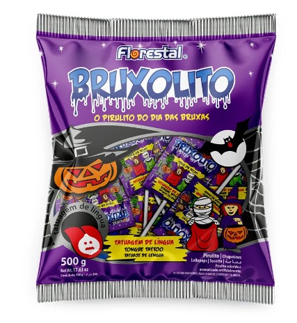 Pirulito Bruxolito Tatuagem De Língua 500G FLORESTAL - Halloween