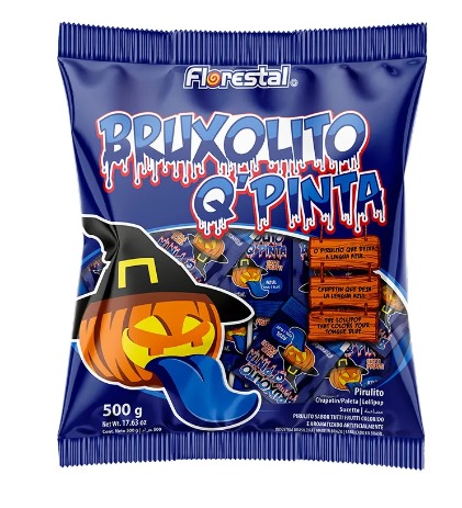 Pirulito Bruxolito Q Pinta língua 500G FLORESTAL- Halloween