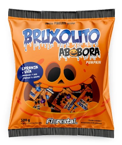 Pirulito Bruxolito Abóbora Sortido 500G FLORESTAL - Halloween