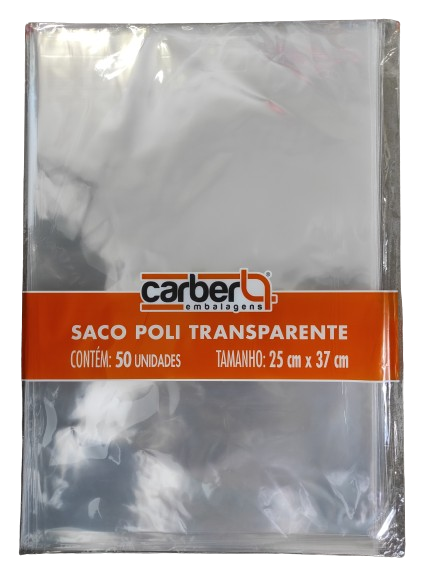 Sacos Poli Transparente 25X37 com 100 unidades - Carber